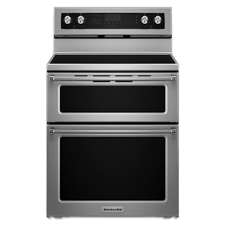KitchenAid KFED500ESS 30-Inch 5 Burner Electric Double Oven Convection Range, Furniture and ApplianceMart
